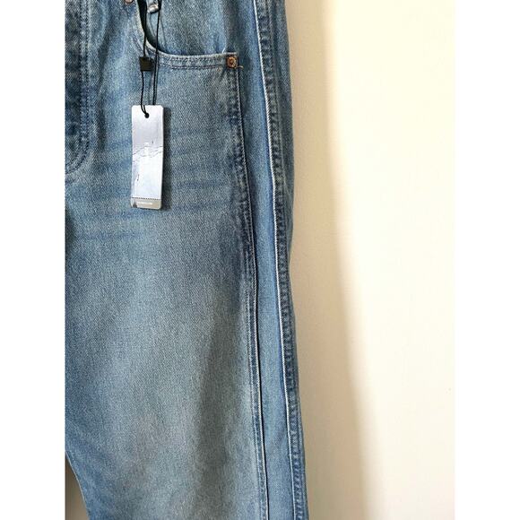 Express Button Fly Relaxed Straight High Rise Jeans Black Size 8 Short - Picture 7 of 12